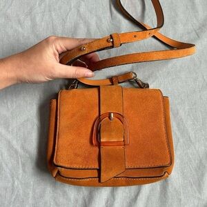 Zara Suede Crossbody Bag in Burnt Orange